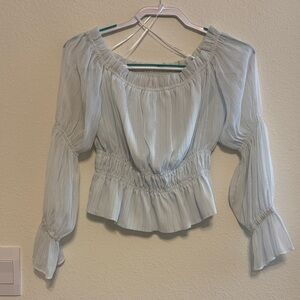 Leyden Light Blue Off-Shoulder Blouse